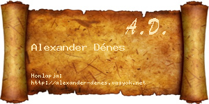 Alexander Dénes névjegykártya